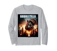 Turchia Giorno Ringraziamento Gobblezilla Divertente Gobble Mostro Maglia a Manica