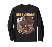 Turchia Giorno Ringraziamento Gobblezilla Divertente Gobble Mostro Maglia a Manica