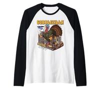 Turchia Giorno Ringraziamento Gobblezilla Divertente Gobble Mostro Maglia con Maniche Raglan