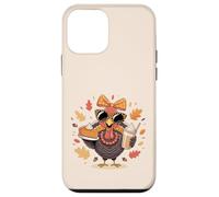 Turchia Holding Pie e caffè ghiacciato Ringraziamento Bow Donne Custodia per iPhone 12 mini