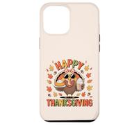 Turchia Holding Pumpkin Pie e caffè ghiacciato Arco del Ringraziamento Custodia per iPhone 12 Pro Max