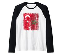 Turchia Marocco Half Flag Turco Marocchino Heritage Jersey Maglia con Maniche Raglan