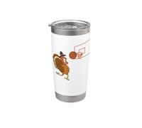 Turchia Pellegrino Giocatore di Basket Coach Fan Giorno del Ringraziamento Bicchiere termico in acciaio inox doppia parete