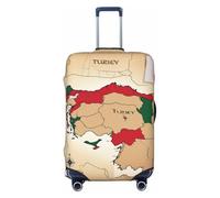 Turchia Topografica Mappa con Bandiera Stampa Bagagli Viaggio Copertura Valigie Copertura Copertura Copertura Valigie Lavabile Copertura Bagagli Antigraffio, Nero , L