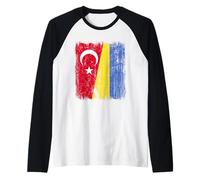 Turchia Ucraina Mezza Bandiera Patrimonio ucraino Turco Maglia con Maniche Raglan