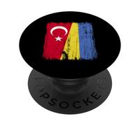 Turchia Ucraina Mezza bandiera Patrimonio ucraino turco PopSockets PopGrip Adesivo