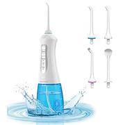 TUREWELL Idropulsore Dentale Portatile, Irrigatore Dentale Professionale con 3 Modalità e 4 Ugelli, IPX7 Impermeab Ricaricabile USB per Famiglia e Viaggi (Bianco)