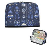 Turismo Illustrazione Aztec Indigo Vector Pencil Box Grande Capacità Penna Caso Robusto Storage Organizer per Insegnante Scuola cajas para lápices escolares