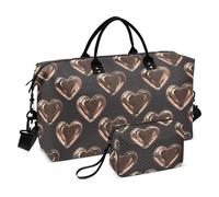 Turismo Illustrazione Cuori Bronzo Decorativo Weekender/Pernottamento Duffel Allenamento Borsa con Cinghia Regolabile per Sport Pieghevole bolso de Mano para viajar en Avion