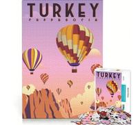 Turkey Cappadocia Vector Puzzle per adulti da 1000 pezzi | Regali per donne: difficili e stimolanti con poster e foglio di curiosità abbinati 52x38cm