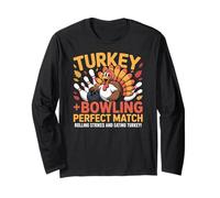 Turkey Playing Bowling Thanksgiving Turkey Tail Bowling Maglia a Manica