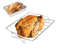 Turkey Rack - Accessorio per griglia a forma di V, inserto antiaderente per arrosti, design sicuro per forno, strumento di elevazione della carne di pollame con supporto per la circolazione del calore