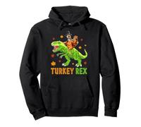 Turkey-Rex Turkey Riding Dinosaur Thanksgiving Thankful Felpa con Cappuccio