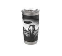 Turkey Selfie UFO Funny Black & White Thanksgiving Vintage Bicchiere termico in acciaio inox doppia parete