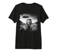 Turkey Selfie UFO Funny Black & White Thanksgiving Vintage Maglietta Premium