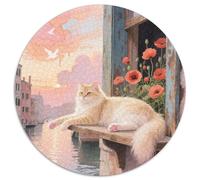 Turkish Angora Rundes 1000 Puzzle Animals Rundes Puzzle Familienpuzzle Schwieriges Großes Puzzle Pädagogisches Für Erwachsene Kinder Kreative 1000pcs (67.5x67.5cm)