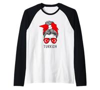 Turkish Girl Turkish Heritage Turkey Flag Maglia con Maniche Raglan