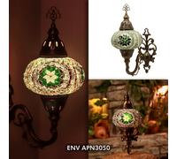Turkish Moroccan Mosaic Multicolour Wall Sconce Lamp Light Large Globe 8 Style [EEK: A+]