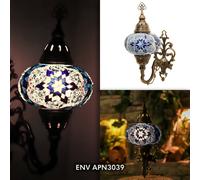Turkish Moroccan Mosaic Multicolour Wall Sconce Lamp Light Large Globe 8 Style [EEK: A+]