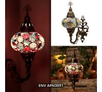 Turkish Moroccan Mosaic Multicolour Wall Sconce Lamp Light Large Globe 8 Style [EEK: A+]