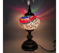 Turkish Mosaic Table Lamp Bohemian Night Lights Moroccan Decorative Desk Lamp Lantern with Handmade Mosaic Stained Glass Lampshade for Bedroom Bedside Living Room,B2