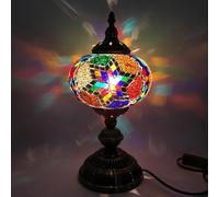 Turkish Mosaic Table Lamp Bohemian Night Lights Moroccan Decorative Desk Lamp Lantern with Handmade Mosaic Stained Glass Lampshade for Bedroom Bedside Living Room,A3