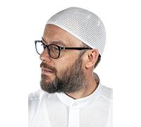 Turkish Muslim Premium Knitting Kufi Cappelli per Uomo, Taqiya, Takke, Peci, Cappelli islamici, Regali Islamici, Dimensioni standard, bianco, Taglia unica