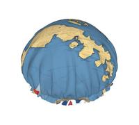 Turks and Caicos Islands 04 - Cuffia per capelli con fascia elastica regolabile e vibrante, cuffia da doccia da donna, riutilizzabile, impermeabile