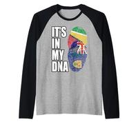 Turks Caicos e Guyana Mix Heritage Dna Flag Maglia con Maniche Raglan