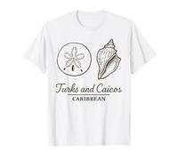 Turks e Caicos Lineart Sand Dollar Conch Sheller Maglietta