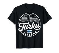Turku Finlandia Retro Script Viaggio Souvenir Maglietta