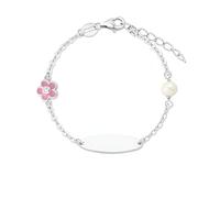 Turmalina by martina, Bracciale ID in Argento Sterling 925 con Placca e Motivi Floreali, 11 cm