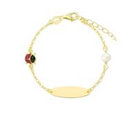 Turmalina by martina, Bracciale Schiava in Argento Sterling 925 con Dettaglio Coccinella, Lunghezza 11 cm con Estensore di 2,5 cm