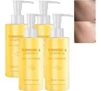 Turmeric Face Wash con vitamina C, detergente schiumoso per il viso per donne e uomini, sbiancante un tono della pelle uniforme, gel esfoliante delicato, idratazione profonda lenisce la pelle (4 pezzi
