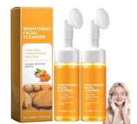 Turmeric Foaming Face Wash, detergente per il viso con pennello, detergente esfoliante brillante, detergente delicato per la schiuma, gel esfoliante, detergente per il controllo dell'olio, tutti i