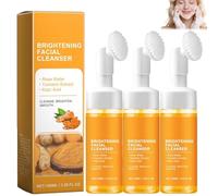 Turmeric Foaming Face Wash, detergente per il viso con pennello, detergente esfoliante brillante, detergente delicato per la schiuma, gel esfoliante brillante, detergente per il controllo dell'olio