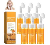 Turmeric Foaming Face Wash, detergente per il viso con pennello, detergente esfoliante brillante, detergente delicato per la schiuma, gel esfoliante, detergente per il controllo dell'olio, tutti i