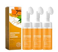 Turmeric Foaming Face Wash,Turmeric Face Cleanser con pennello, turmeric Glowing Exfoliating Face Wash for All Skin Types,Oil Control Foaming Cleanser All Skin,Gentle Cleanser for Men and Women (3