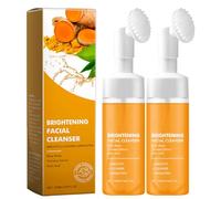 Turmeric Foaming Face Wash,Turmeric Face Cleanser con pennello, turmeric Glowing Exfoliating Face Wash for All Skin Types,Oil Control Foaming Cleanser All Skin,Gentle Cleanser for Men and Women (2