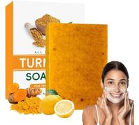 Turmeric & Kojic Acid Brightening Soap Bar, Natural for Face Body Glow up Acne, Turmeric Soap Bar, Lemon Turmeric Kojic Acid Soap, Deep Cleansing For Face & Body, 50g (1, 1pcs)