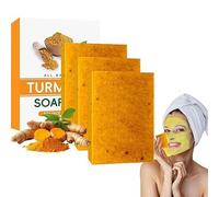 Turmeric & Kojic Acid Brightening Soap,Natural for Face Body Glow up Acne,Turmeric Soap Bar,Lemon Turmeric Kojic Acid Soap,Deep Cleansing (3 pcs)