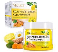 Turmeric Kojic Acid Cleansing Pads 50PCS, Tamponi Detergenti Alla Curcuma, cuscinetti per il viso all'acido cogico alla curcuma per il viso alla curcuma, bilanciare olio e acqua per la pelle, delicati