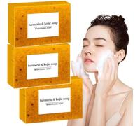 Turmeric Kojic Acid Soap, Lemon Kojic Acid Soap, Natural Handmade Soap, Facial And Body Shower Soap, Lemon Turmeric & Kojic Acid Brightening Soap,Deep Cleansing & Smoothing Skin (3pcs)