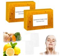 Turmeric Soap Bar, Honey Glow Lemon Turmeric Kojic Acid Soap Bar, Turmeric and Kojic Soap Bar, Turmeric Soap for Face and Body, Skin Care Soap for All Skin Types (2,Zenzero)