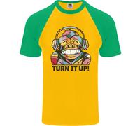 Turn It Up Monkey DJ Cuffie Musicali Uomo T-Shirt S/S Da Baseball