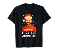 Turn The Volume Up! Zohran Mamdani Christmas Sweater Santa Maglietta