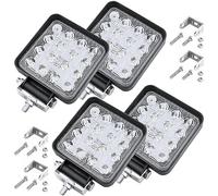 Turnaroundtech Fari led trattore 12V 4 pezzi alluminio abs 48W 16 led 6500K 10.5 cms 4.21" faro led 12v faro da lavoro led fari led 12v fari led 12v faretti a led 12v faretto da lavoro led