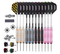 Turnart Freccette Professionali in Acciaio, 12 Pezzi, 24 Grammi, Freccette Professionali, in Acciaio, Set da 12 fusti in Alluminio con 24 Alette e 20 Anelli in Gomma Anti Allentati (Rosa)