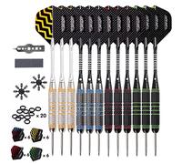 Turnart Freccette Professionali in Acciaio, 12 Pezzi, 24 Grammi, Freccette Professionali, in Acciaio, Set da 12 fusti in Alluminio con 24 Alette e 20 Anelli in Gomma Anti Allentati (Tungsteno)