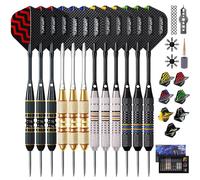 Turnart Set di freccette con punta in metallo, set professionale di freccette in metallo, 12 pezzi, 22/24 grammi, con elegante custodia, aste in alluminio, 9 alette (classiche, nuova versione1)